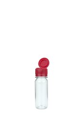 60 ml PET-Speiseöl-Flasche transparent, Ø 34,0 mm, Verschluss rot