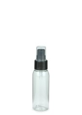 60 ml PET-Flasche transparent, Ø 34,3 mm, Lotionpumpe schwarz