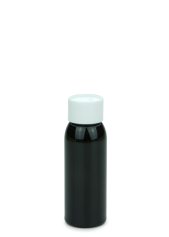 60 ml PET-Flasche schwarz, Ø 34,3 mm, Schraubverschluss weiß