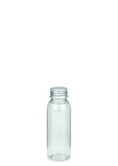 60 ml R-PET-Flasche transparent, Ø 34,3 mm, Alu-Schraubkappe