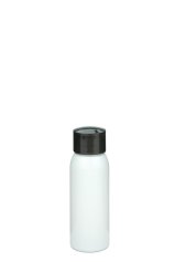 60 ml R-PET-Flasche weiß, Ø 34,3 mm, Schraubverschluss schwarz