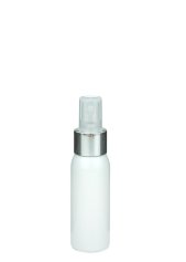 60 ml PET-Flasche weiß, Ø 34,2 mm, Sprühzerstäuber, Luxury-Ausführung natur, glatt