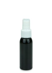 60 ml PET-Flasche schwarz, Ø 34,3 mm, Sprühzerstäuber weiß
