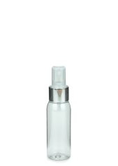 60 ml R-PET-Flasche transparent, Ø 34,2 mm, Sprühzerstäuber, Luxury-Ausführung natur, glatt