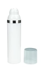 75 ml Airless Spender - Medio - weiß, Kopf weiß/silber, Kappe klar - Self Closing