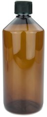 1000 ml PET-Laborflasche KISI braun, Ø 88,5 mm, Verschluss schwarz