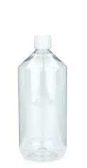 1000 ml PET-Laborflasche transparent, Ø 88,5 mm, Verschluss weiß
