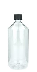 1000 ml PET-Laborflasche KISI transparent, Ø 88,5 mm, Verschluss schwarz