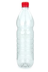 1000 ml PET-Lebensmittelflasche transparent, Ø 78,0 mm, Verschluss rot