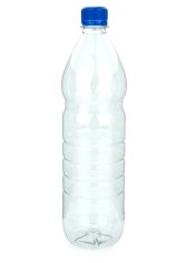 1000 ml PET-Lebensmittelflasche transparent, Ø 78,0 mm, Verschluss blau