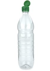 1000 ml PET-Speiseöl-Flasche transparent, Ø 78,0 mm, Verschluss grün