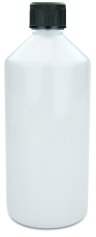 1000 ml PET-Laborflasche KISI weiß, Ø 88,5 mm, Verschluss schwarz