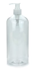 1000 ml PET-Flasche transparent, Ø 87,0 mm, Seifenpumpe natur