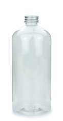 1000 ml R-PET-Flasche transparent, Ø 87,0 mm, Alu-Schraubkappe