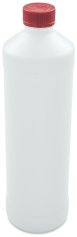 1000 ml PE-HD-Flasche weiß, Ø 80,0 mm, Schraubverschluss mit Kindersicherung rot (UN-Zulassung)