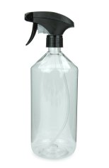 1000 ml PET-Flasche transparent, Ø 88,5 mm, Metallfreie Trigger-Sprühpistole schwarz, geriffelt