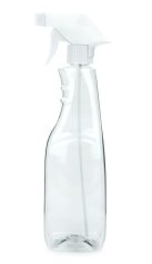 1000 ml PET-Flasche transparent, 90 × 76 mm, Trigger-Sprühpistole, Einzelmodus weiß, geriffelt