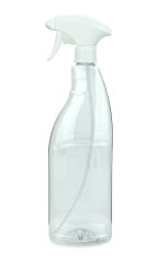 1000 ml PET-Flasche transparent, 90 × 76 mm, Metallfreie Trigger-Sprühpistole weiß, geriffelt