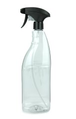 1000 ml PET-Flasche transparent, 90 × 76 mm, Metallfreie Trigger-Sprühpistole schwarz, geriffelt