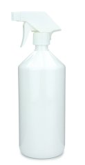 1000 ml PET-Flasche weiß, Ø 88,5 mm, Trigger-Sprühpistole, Einzelmodus weiß, geriffelt