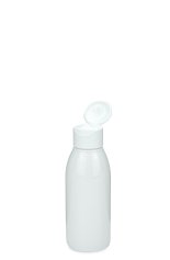 100 ml PET-Flasche weiß, Ø 41,9 mm, Klappverschluss, Softline matt weiß