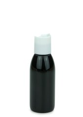 100 ml PET-Flasche schwarz, Ø 41,9 mm, Disc-Top-Verschluss weiß