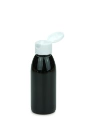 100 ml PET-Flasche schwarz, Ø 41,9 mm, Klappverschluss weiß