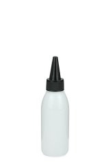 100 ml PET-Dosierflasche weiß, Ø 41,9 mm, Schraubkappe schwarz