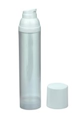 100 ml Airless Spender - Medio - transparent, Kopf weiß, Kappe weiß