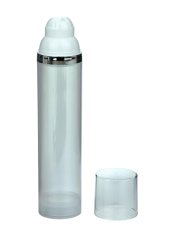100 ml Airless Spender - Medio - klar, Kopf weiß/silber - Self Closing