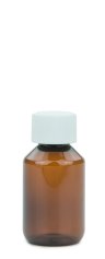 100 ml PET-Laborflasche KISI braun, Ø 47,8 mm, Verschluss weiß