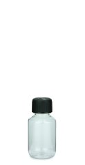 100 ml PET-Laborflasche KISI transparent, Ø 47,8 mm, Verschluss schwarz