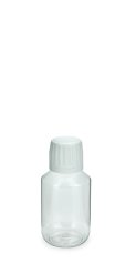 100 ml PET-Laborflasche Ausgießer transparent, Ø 47,8 mm, Verschluss weiß
