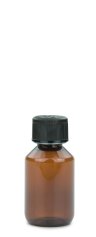 100 ml PET-Laborflasche KISI braun, Ø 47,8 mm, Verschluss schwarz