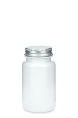 100 ml PET-Packer Schraubdose weiß (38/400) – mit Aluminium-Schraubdeckel, glänzend