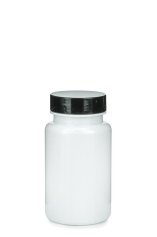 100 ml PET-Packer Schraubdose weiß (38/400) – mit Schraubdeckel, Deckel schwarz, glänzend