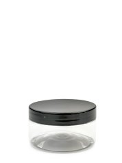 100 ml PET-Cylindrical Zylinderdose klar (70/400) – Deckel schwarz, glänzend, Induktionssiegel