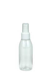 100 ml R-PET-Flasche transparent, Ø 41,9 mm, Lotionpumpe weiß