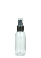 100 ml R-PET-Flasche transparent, Ø 41,9 mm, Lotionpumpe schwarz