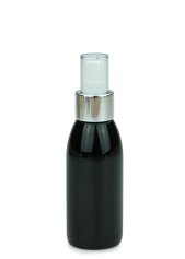 100 ml PET-Flasche schwarz, Ø 41,9 mm, Lotionpumpe weiß/Metall