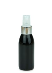100 ml PET-Flasche schwarz, Ø 41,9 mm, Sprühzerstäuber, Luxury-Ausführung natur/Metall