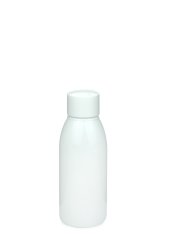 100 ml R-PET-Flasche weiß, Ø 41,9 mm, Schraubverschluss weiß