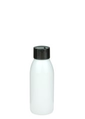 100 ml PET-Flasche weiß, Ø 41,9 mm, Schraubverschluss schwarz