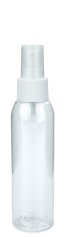100 ml PET-Flasche transparent, Ø 37,1 mm, Sprühzerstäuber weiß, geriffelt