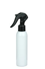 100 ml PET-Flasche weiß, Ø 37,1 mm, Mini-Trigger-Sprühzerstäuber schwarz, glatt
