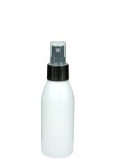 100 ml R-PET-Flasche weiß, Ø 41,9 mm, Sprühzerstäuber schwarz