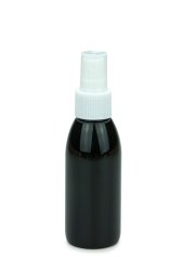 100 ml PET-Flasche schwarz, Ø 41,9 mm, Sprühzerstäuber weiß, geriffelt