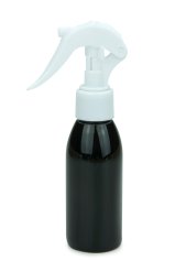 100 ml PET-Flasche schwarz, Ø 41,9 mm, Mini-Trigger-Sprühzerstäuber weiß, glatt