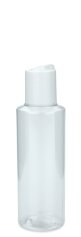 125 ml PETG-Flasche transparent, Ø 41,5 mm, Disc-Top-Verschluss weiß
