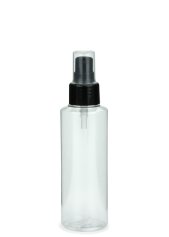 125 ml PETG-Flasche transparent, Ø 41,5 mm, Lotionpumpe schwarz